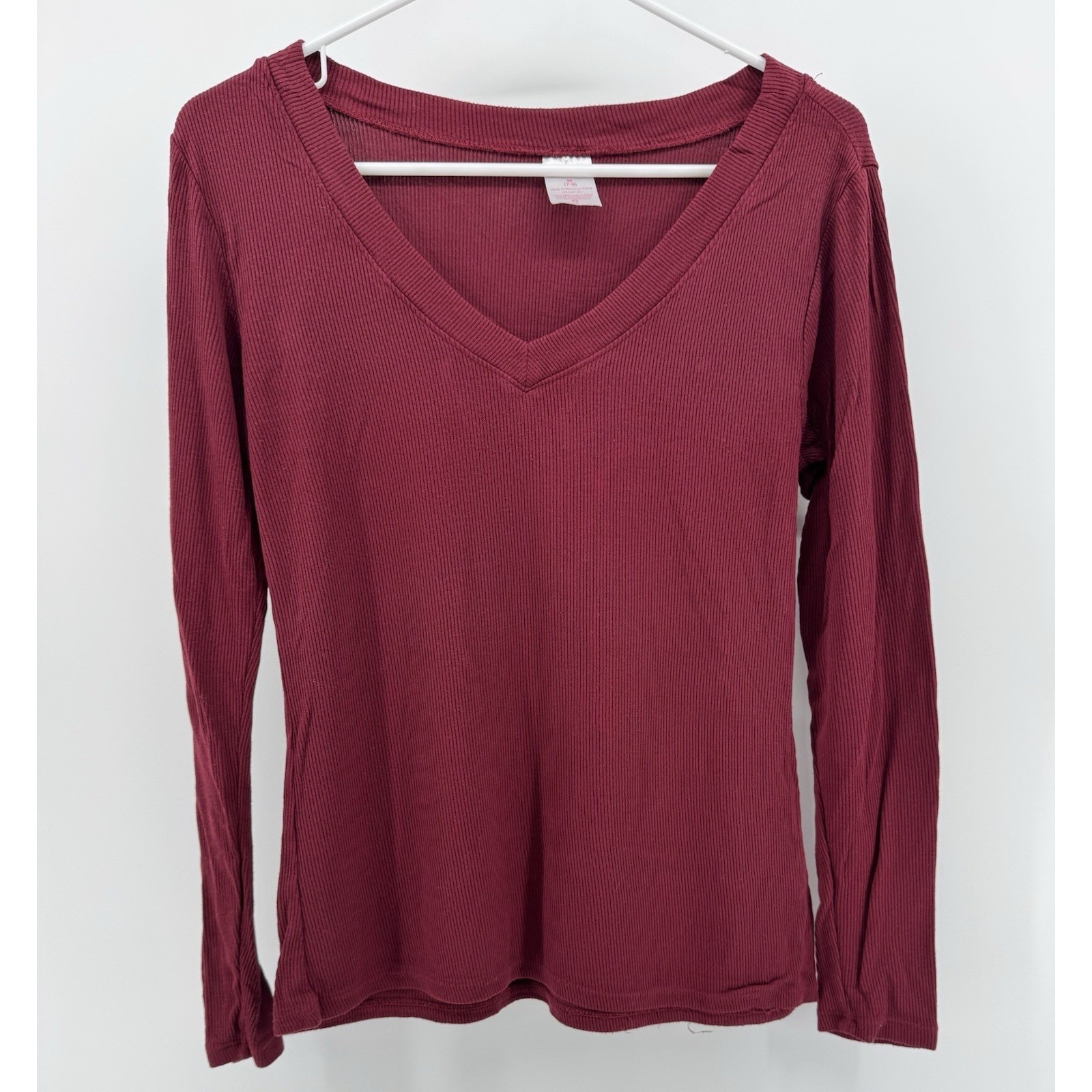 No Boundaries Scoop Neck Everyday Long Sleeve Shirt Red Women's Medium 7-9